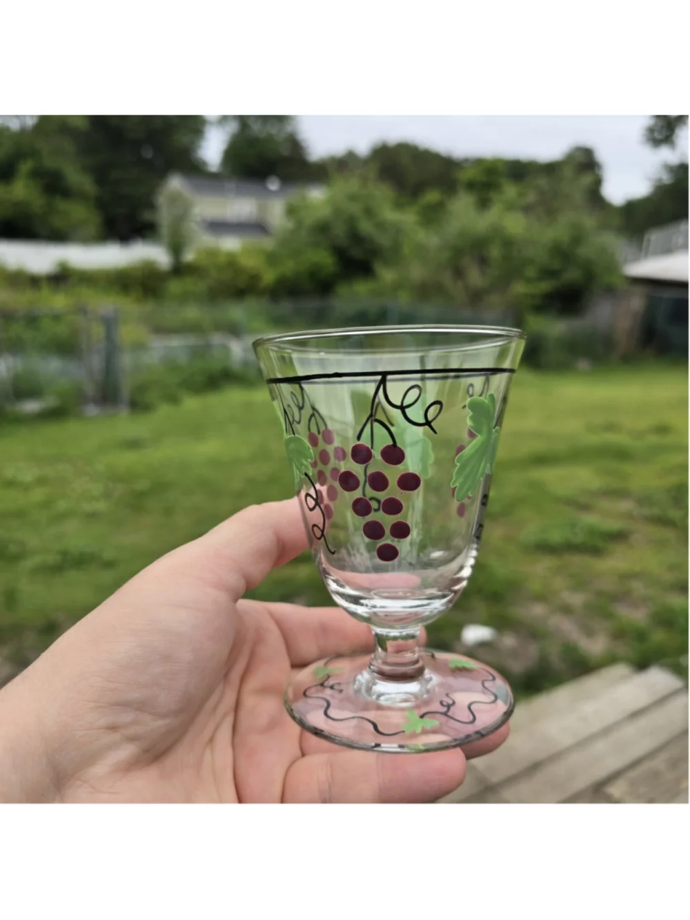 MCM Mid Century Hand Painted Franciscan Ware Wine Glasses Goblets 6 pc Set